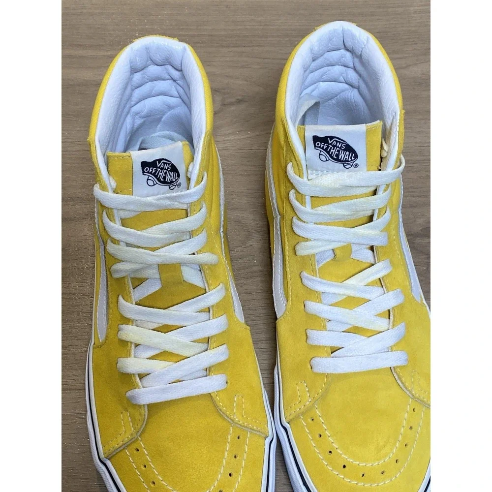 Vans Sk8-Hi Cyber Yellow Suede Canvas Skateboarding Shoes Unisex 8.5 M / 10 W